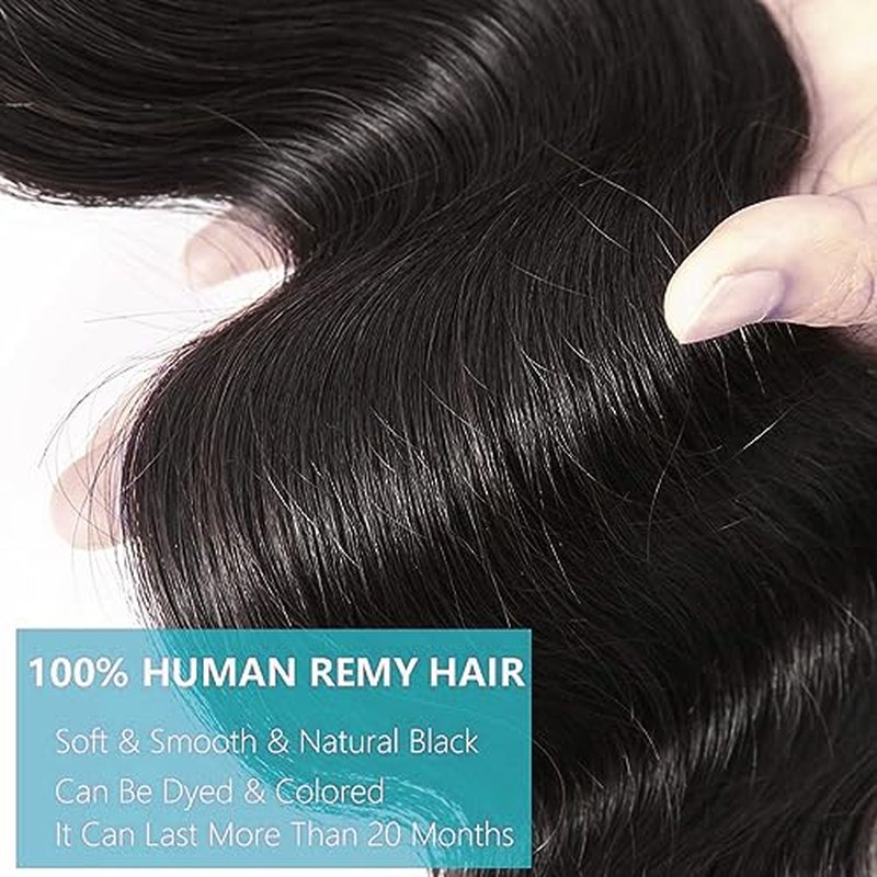Cirvty 34 Inch Body Wave Bundle Human Hair 1 Bundles Body Wave Bundles 100% Unprocessed Brazilian Virgin Hair Bundles Double Weft Weave Bundles Human Hair Natural Black Color
