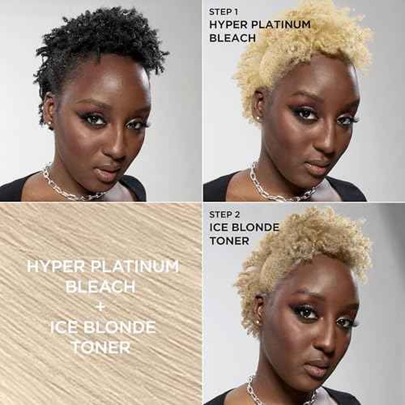 L'Oreal Paris Feria Hyper Platinum Advanced Lightening System Hair Bleach, Lifts Up To 8 Levels, Includes Anti Brass Purple Conditioner, 1 Hair Dye Kit