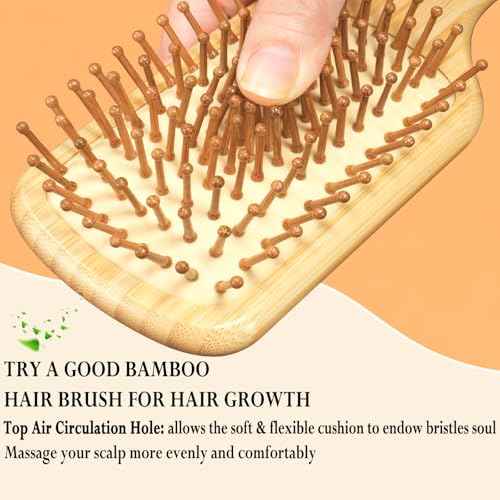 12 Pcs Bamboo Hair Brushes for Women, Bulk Natural Bamboo Bristles Paddle Brush for Scalp Massage, Engraving, Painting, DIY Custom Gifts for Wedding