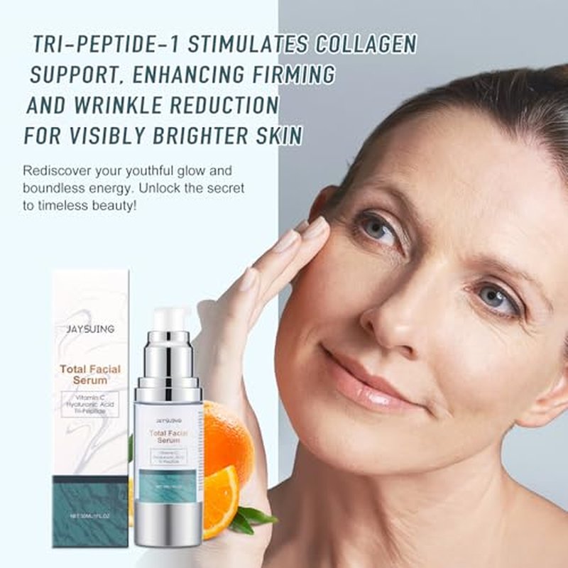 Vitamin C Serum for face with Hyaluronic Acid & Peptides - Anti Aging Face Serum for Women & Men, Dark Spot Corrector for Brightening, Hydrating Treatment to Reduce Wrinkles & Fine Lines, (Pack of 2)