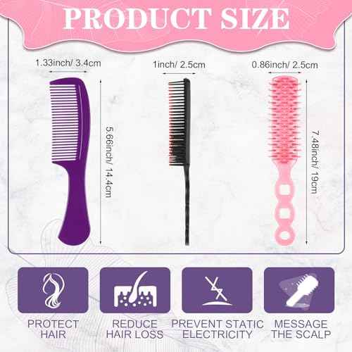 Baderke 48 Pcs Bulk Hair Brushes and Combs for Homeless Individually Wrapped Hair Brush and Comb Set for Women Hotel Homeless Nursing Charity(Multicolor)