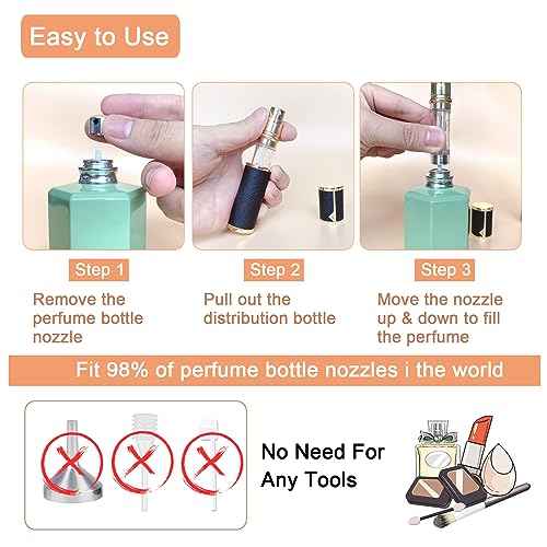 Refillable Perfume Bottle Atomizer for Travel,2Pcs 5ML Empty Perfume Spray Fine Mist,Mini Luxury Leather Refill Pump Case,for Man and Woman (2pcs Black+Red)