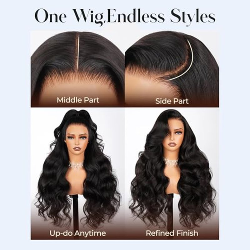 24 inch Body Wave Lace Front Wigs Human Hair 200% Density Pull Go 13x6 HD Transparent Glueless Human Hair Wig for Women Pre Plucked Pre Cut Bleached Knots with Baby Hair