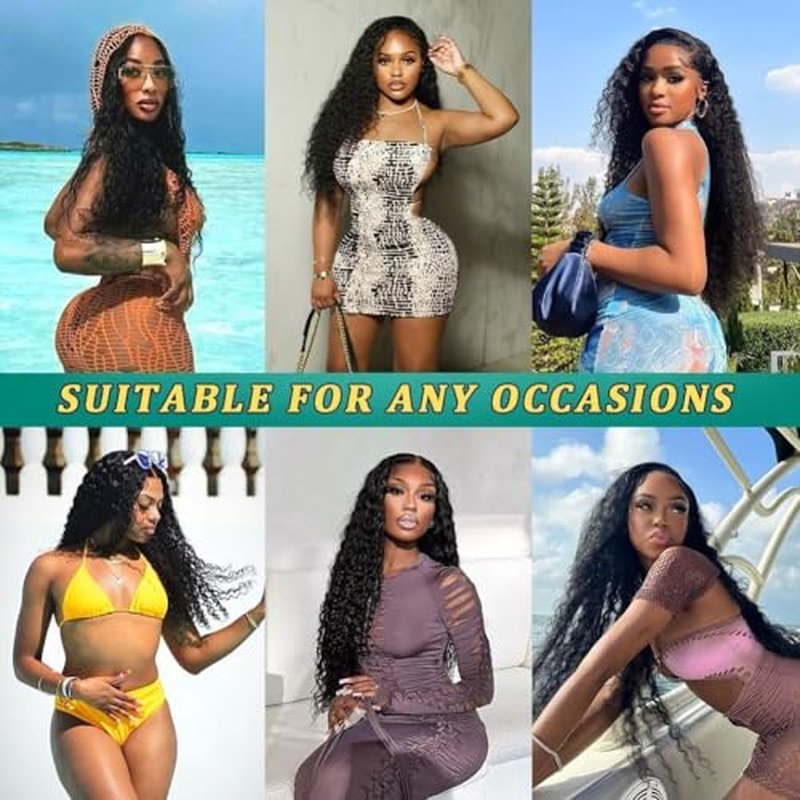 Sweetie 28 Inch Deep Wave Lace Front Wigs Human Hair 210% Density 13x4 HD Transparent Lace Frontal Wigs Deep Curly Human Hair Wig for Women 12A Deep Curly Wigs Human Hair Pre Plucked with Baby Hair