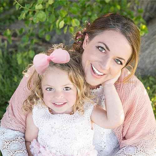 Bow Hairband Soft Elastic Lace Bowknot Headband for Women and Girls, Perfect Hair Accessories for Party and Cosplay (Pale Pink)