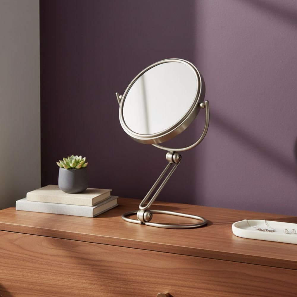 JERDON Compact Magnifying Mirror - Folding 5.5" Travel Mirror with 10X & 1X Magnification - Model MC450N