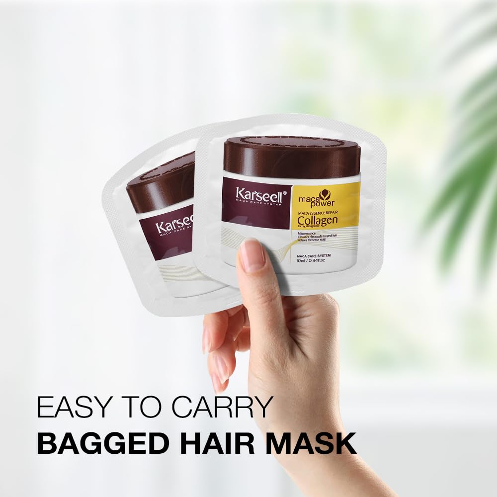 Karseell Collagen Hair Treatment Deep Repair Conditioning with Argan Oil Collagen Hair Mask Essence for Dry Damaged Hair All Hair Types