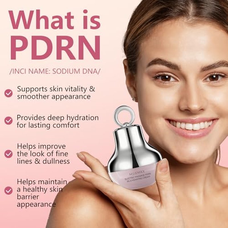 Electric Massage PDRN Firming Face Cream, 1000ppm PDRN Salmon DNA Face Moisturizer with Collagen, Hyaluronic Acid & Niacinamide, Firms, Glow Hydrating, Anti-Aging & Wrinkle, Korean Skin Care 1.76oz