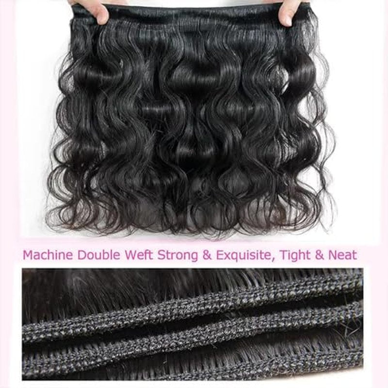 12A Human Hair Bundles 18 20 22 Inch Body Wave 100% Unprocessed Hair 3 bundles Deals Extensions Quick Weave Human Hair Natural Black Color