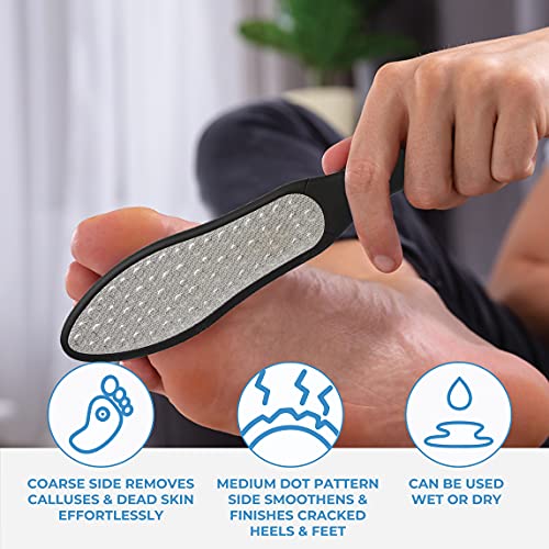ForPro Black Bear Stainless Steel Pedicure File, Callus Remover Foot File, Double-Sided Professional Quality Tool for Heels and Feet, 10.5¡¯¡¯ L