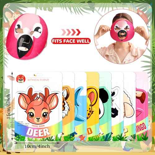 32 Pcs Animal Face Masks Bulk Spa Sheet Skincare Facial Mask Funny Face Skin Care for Women Girls Sleepover Slumber Party