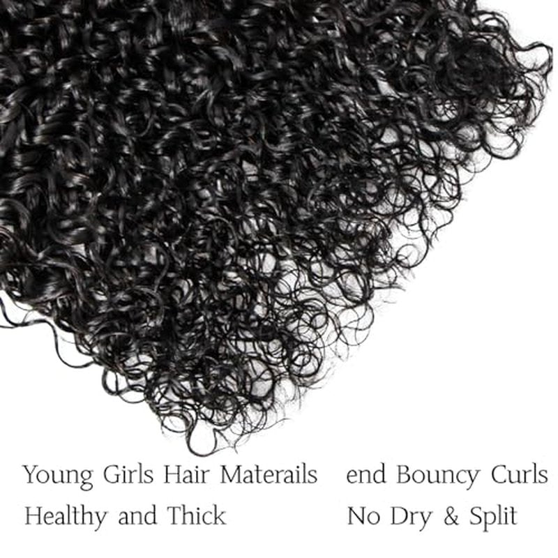 12A Human Hair Bundles With Closure Frontal (18 20 22 +16£¬Free Part) Water Wave 3 Bundles with 13x4 HD Lace Frontal Wet and Wavy 100% Brazilian Virgin Curly Human Hair for Women