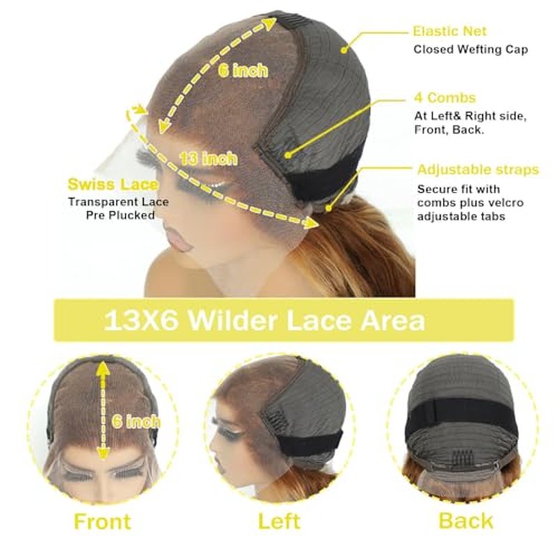Honey Blonde Ombre Lace Front Wigs Human Hair Pre Plucked 13x6 HD Transparent 4/27 Highlight Deep Wave Wig 200% Density 26 Inch Omer Deep Wave Lace Front Wig with Baby Hair