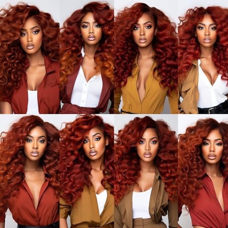 Color 33 Bundles Reddish Brown Kinky Curly Human Hair Bundles 10 12 14 Inch Double Weft Brazilian Virgin Reddish Brown Remy Hair Extensions for Black Women