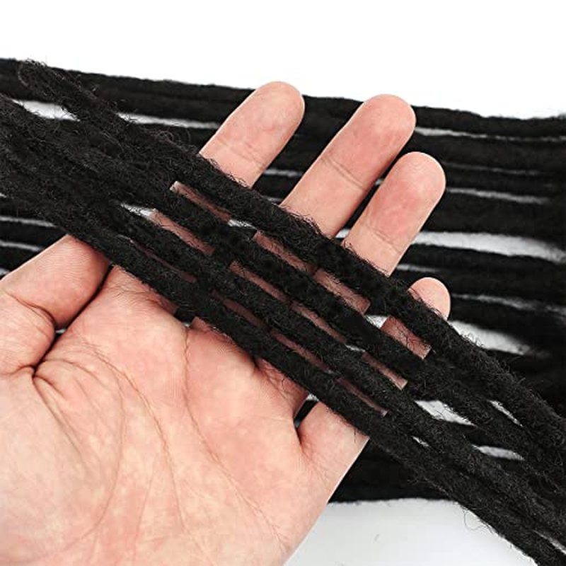 Loc Extension Human Hair 60 Strands 0.8cm Width 8inch 100% Full Handmade Permanent Dreadlock Extension Human Hair for Women/Men Can Be Dyed Bleached Curled (Width 0.8cm Natual Black)