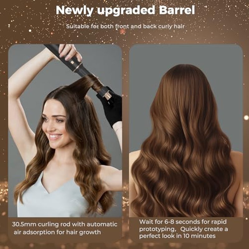5-in-1 Hair Dryer Brush with Hot Air Curling & Negative Ion Technology - Versatile Styler for Drying, Curling, Straightening, and Volume Boosting, Holiday Gift for Women