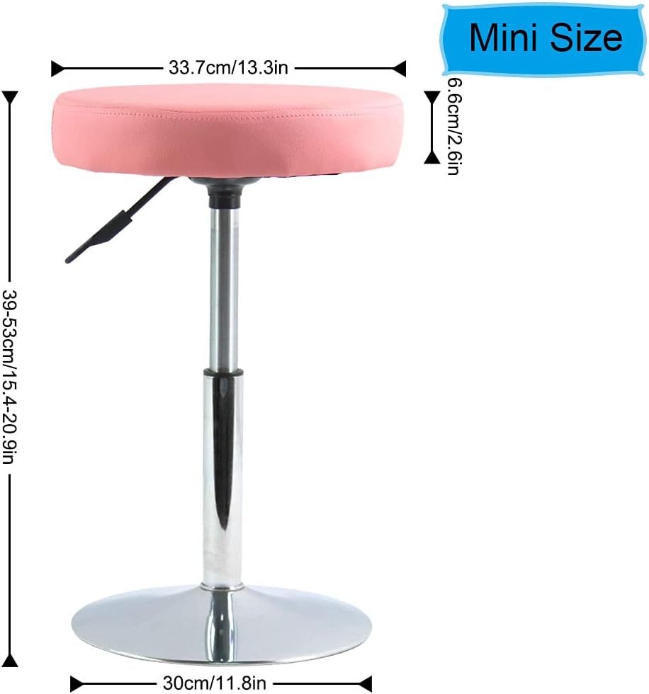 Height Adjustable Pink Short Shop Stool - Swivel Chair for Office, Spa, Salon & Tattoo Stations | Compact Design