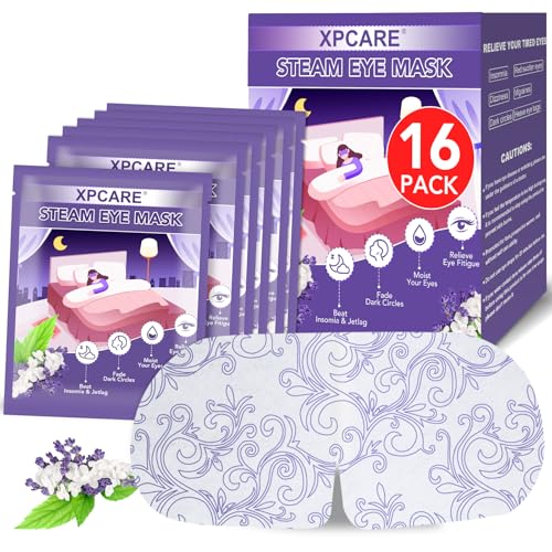 XPCARE 16 Pack Steam Eye Masks for Dry Eyes, Heated Eye Mask Warm Compress for Eyes,Disposable Heated Eye Mask for Dark Circles, Puffy Eyes, Relief Stress Eye Fatigue£¨Lavender£©