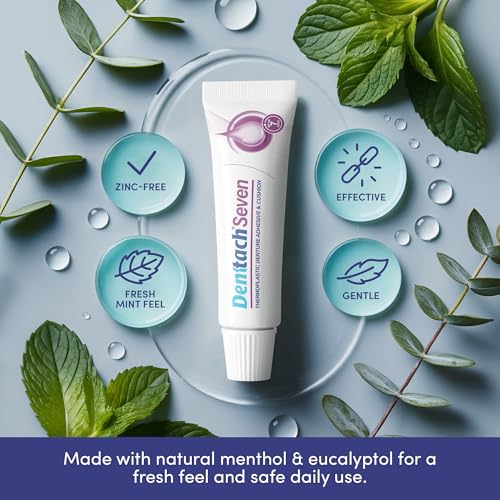 Denttach Seven Denture Adhesive, Thermoplastic Denture Adhesive, Cushion, Reliner for Upper and Lower Dentures, Comfortable, Secure Denture Grip for Up to 7 Days, Non Glue, Zinc Free