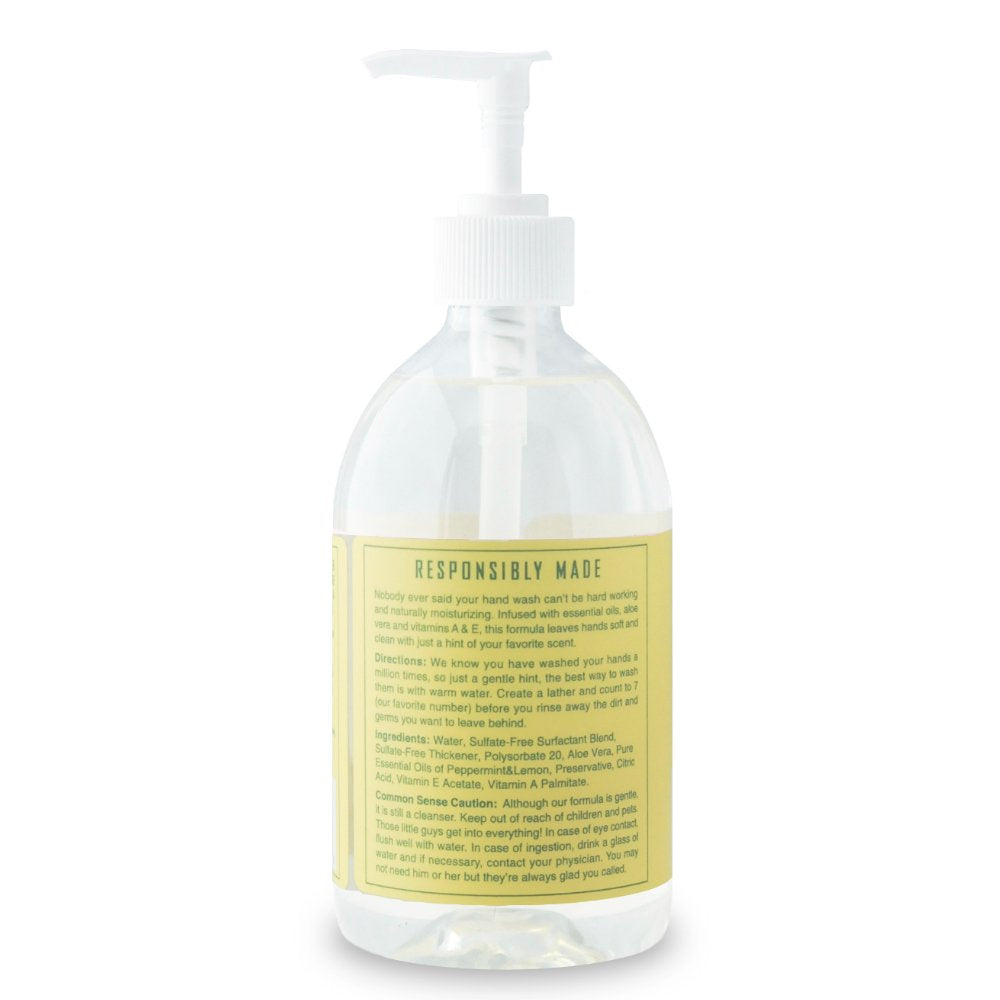Rebel Green Fresh and Clean Liquid Hand Soap, Natural, Sulfate-Free, and Hypoallergenic Gel Hand Soap - Peppermint & Lemon, 16 Ounce Pump Bottles, Pack of 4
