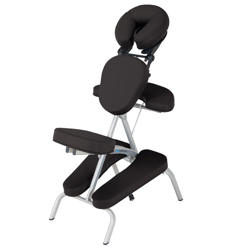 EarthLite Portable Massage Chair Package Vortex - Portable, Compact, Strong and Lightweight incl. Carry Case, Sternum Pad & Strap (15lbs), Black