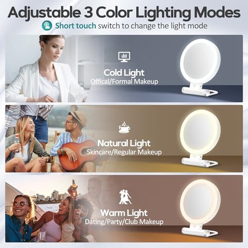 B Beauty Planet Magnifying Mirror with Light 30X, Double-Sided 1X/ 30X Magnifying Makeup Mirror with Tweezer, 2000mAh 3 Colour Modes with Adjustable Brightness,Foldable Travel Mirror(9" L x 7" W)