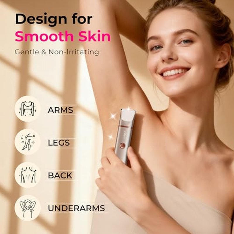 Bikini Trimmer for Women Pubic Hair: 2 in 1 Electric Razors for Women - IPX7 Waterproof Lady Shaver for Travel & Home Use (Gold)