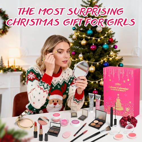 Makeup Advent Calendar 2025 for Women Teen Girls 24 Dayss Beauty Advent Calendar Christmas Makeup Set Gift for Wife Daughter Mother Girlfriends Trendy Stuff Makeup Kit Gifts Face Eyes Lips Cosmetics