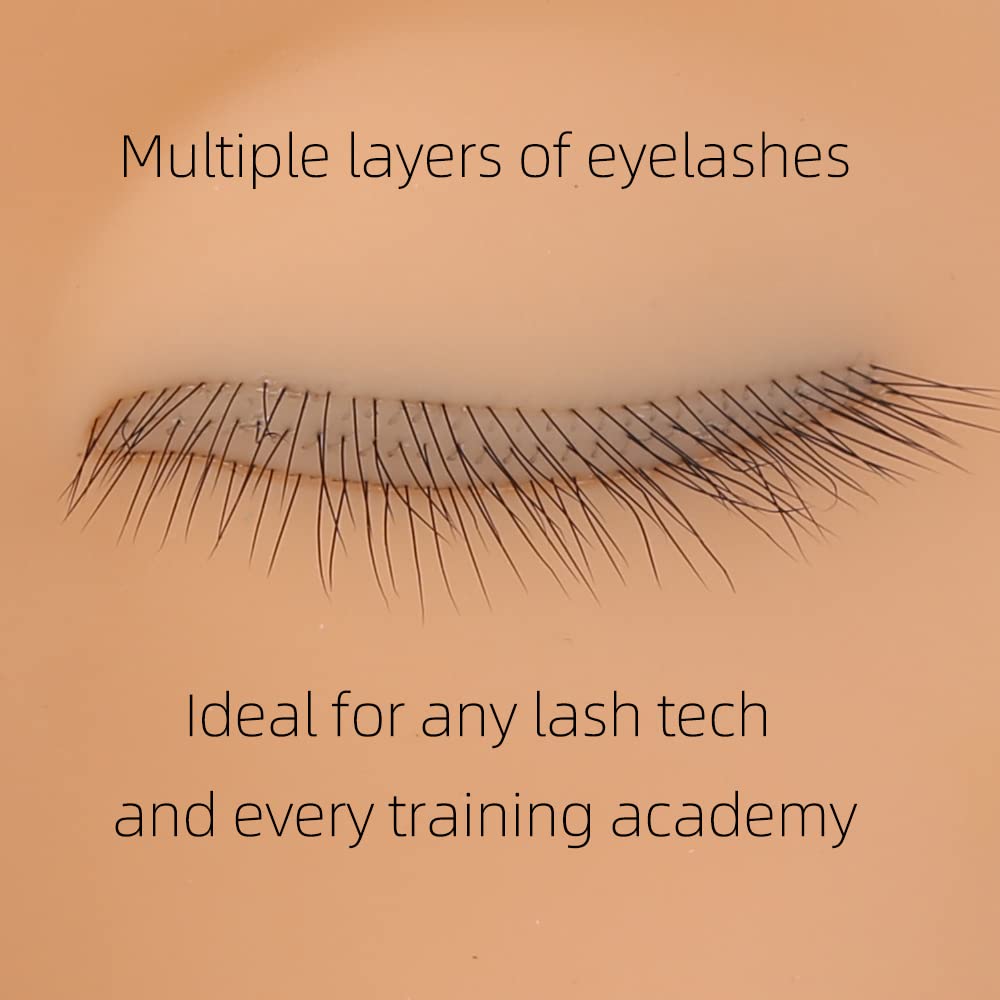Practice Lash Mannequin Head Flat Head Doll Head Manakin Eyelids for Lash Practice Eyelash Mannequin Doll Face Head Practice Facial Mannequin
