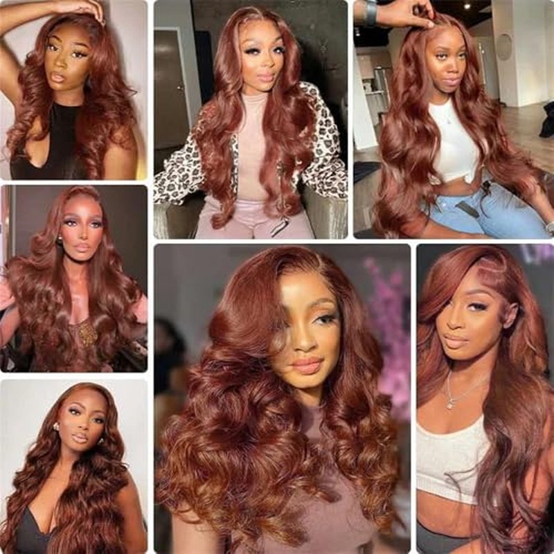 Reddish Brown 33 Human Hair Bundles 26 28 30 Inch Body Wave Bundles Human Hair Unprocessed 11A Brazilian Virgin Hair Weave 3 Bundles for Black Women