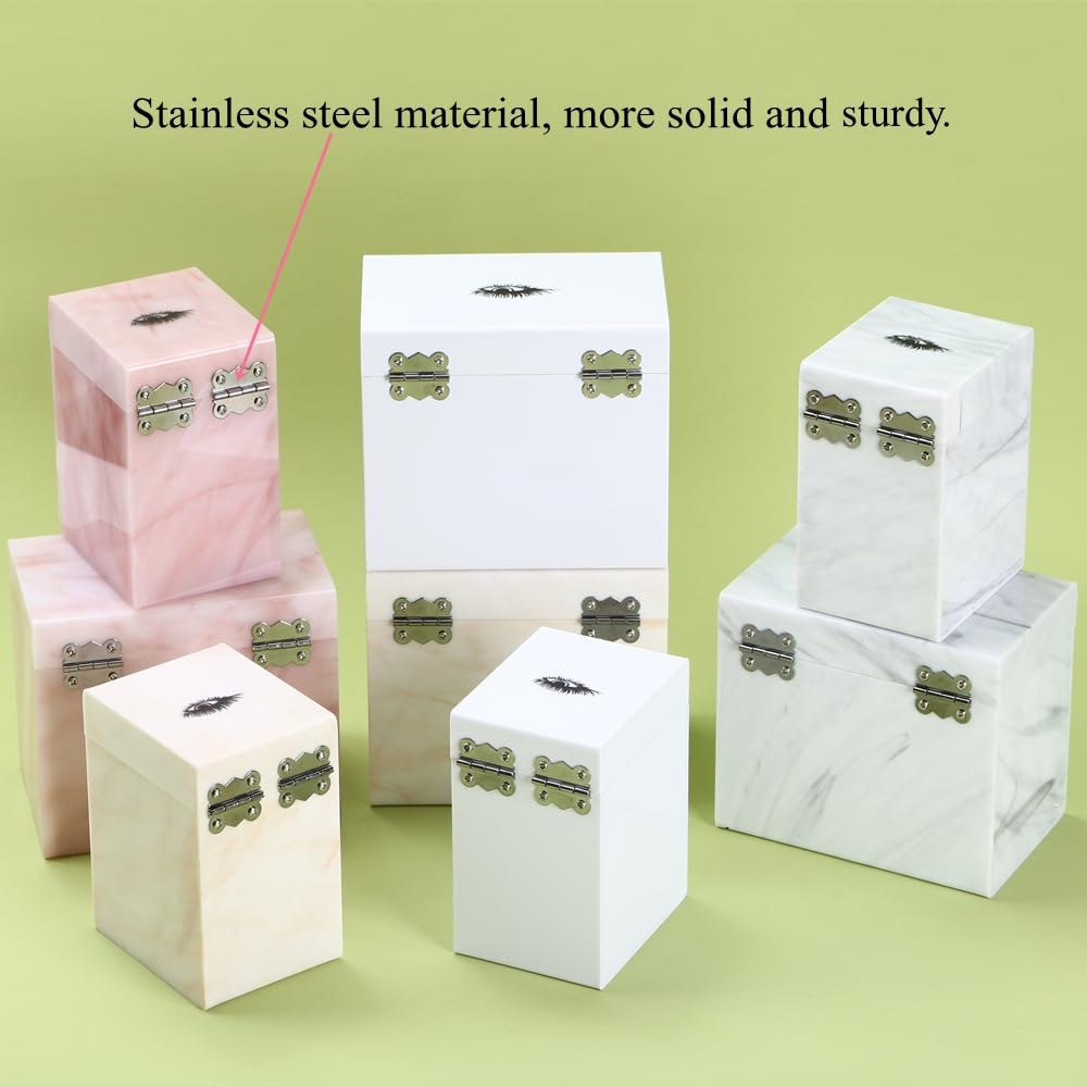 LIXIMMAZN 10 Layers Acrylic Eyelash Storage Box, Makeup Eyelashes Extension Close-Packed Display with 10 Pallets, Grafting False Eyelashes Glue Pallet Holder Display Organizer (Marble Pink)