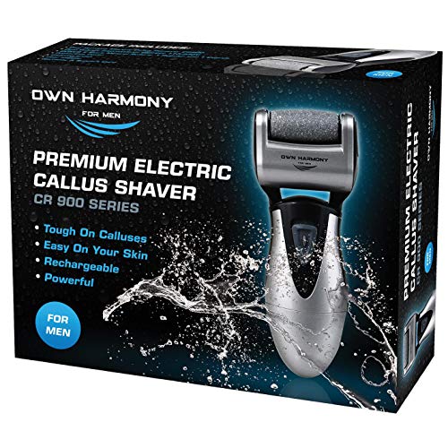 Electric Callus Remover: Rechargeable Electronic Foot File CR900 by Own Harmony(Tested Most Powerful) Best Pedicure Tools w 3 Rollers Professional Pedi Feet Care Sander for Cracked Heels and Hard Skin