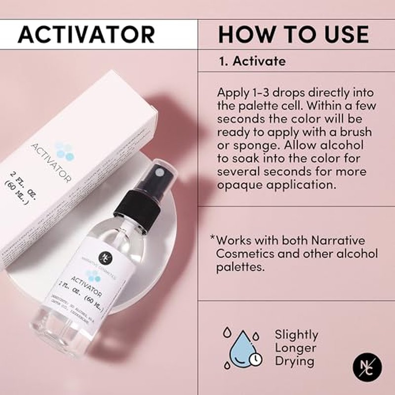 Narrative Cosmetics FX Alcohol-Activated Palette, Activator, and Remover Kit, Professional SFX Makeup Set Multicolor