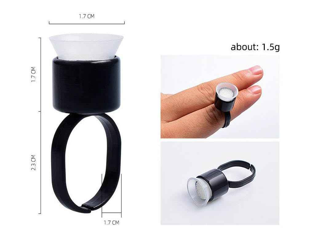 HOTWE Ink Cup Rings, Pigment Ring Caps with Sponge for Microblading Semi Permanent Makeup, Inks Glue Plastic Cups Holder for Eyelash Eyeliner Eyebrow Body Tattooing Supplies (Black 100pcs)