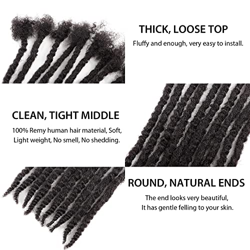 Orientfashion 8inch Textured loc Extensions Human Hair Curly Ends 0.6 Thickness Full Hand-made Permanent Dreadlock Extensions Human Hair for Women/Men(8inch 0.6cm-20strands,#27)