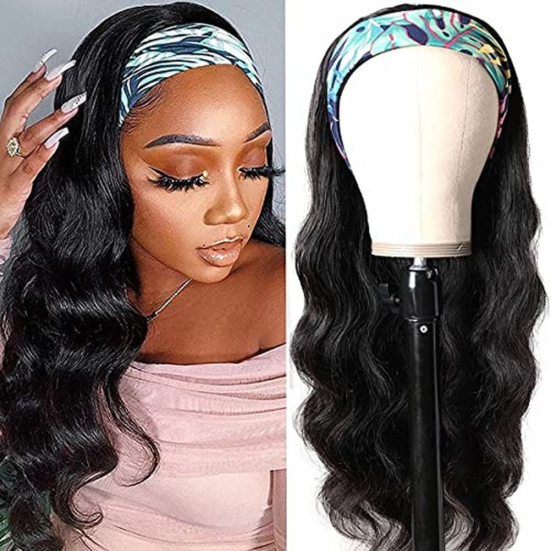 higher Body Wave Headband Human Hair Wig 24 Inch Glueless None Lace Front Wig Brazilian Virgin Hair Wear and Go Wigs for Black Women 150% Density Wigs Natural Color