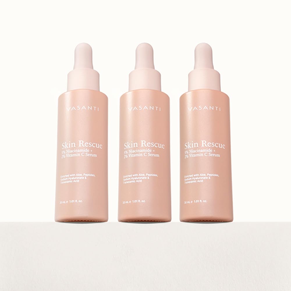 VASANTI Skin Rescue Serum – 5% Niacinamide – Brightening, Hydrating, Pore-Refining Facial Serum – Lightweight, Vegan, Paraben-Free Skincare