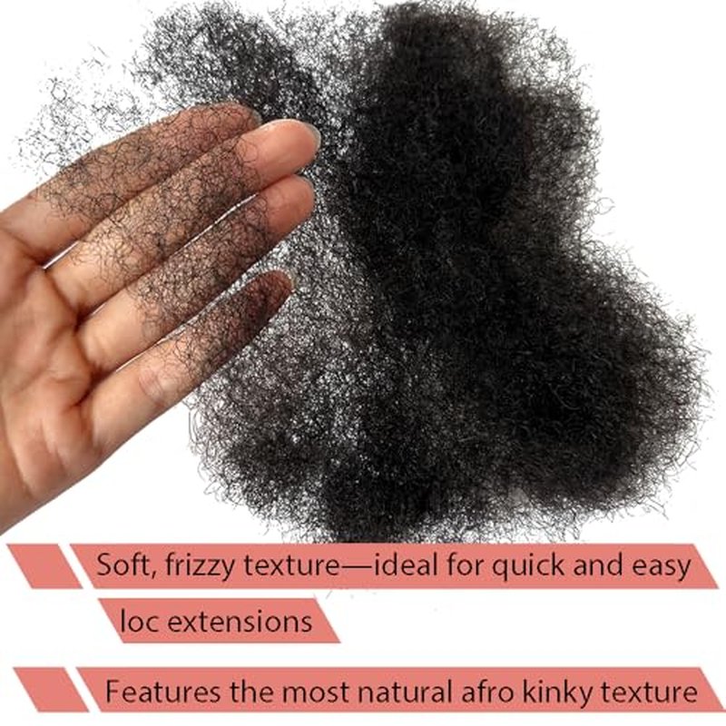 Tight Afro Kinky Human Hair for Dreadlocks,Ideal for Making Locs,Repair Extensions,Twist or Braids 4 Bundles/Package Natural Black #1B 14inch