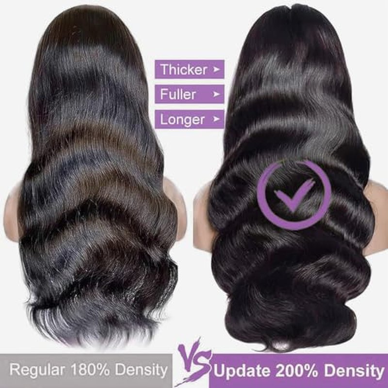 Human Hiar Wig 13x6 HD Lace Front Wigs Human Hair 200 Density Body Wave Wig Brazilian Virgin Wigs Glueless Lace Frontal Wig for Women Natural Black Pre Plucked with Baba Hair 24 Inch
