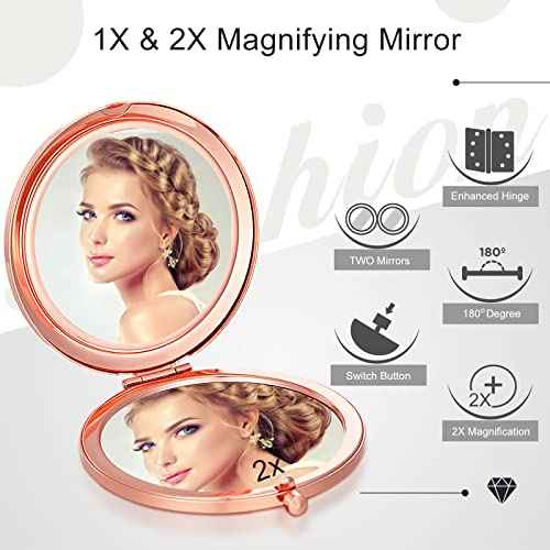 Yulejo 6 Pieces Compact Mirror Bulk Mini Pocket Mirror for Purse Gift Wedding Makeup Small Portable Magnifying Cosmetic for Travel Pocket 2.75 Inch Round Folding for Women Mom Baby Shower Bridesmaid
