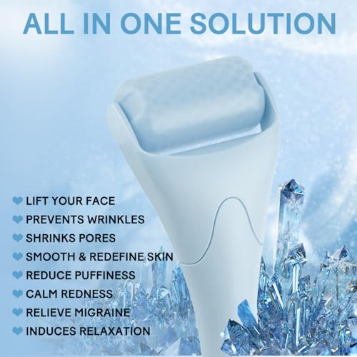 Ice Roller for Face,Eyes,Women Gifts Idea,Therapeutic Cooling to Tighten Brighten Complexion and Reduce Wrinkles,Massager Under Eye Puffiness,Migraine and Pain Relidf (Haze Blue)