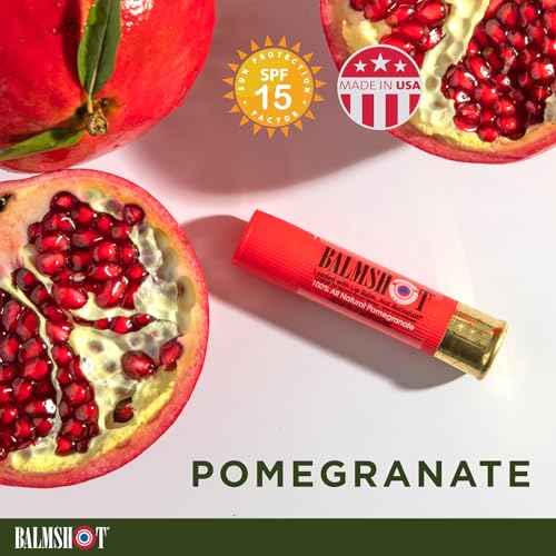 BALMSHOT Lip Balm 4 Pack (100% All-Natural Pomegranate)
