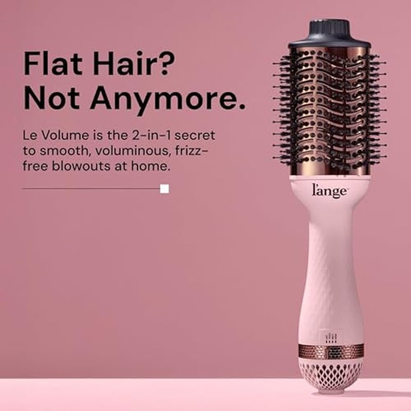 L'ANGE HAIR Le Volume 2-in-1 Titanium Blow Dryer Brush | Hot Air Brush for Hair Drying & Styling | Ionic Oval Barrel for Smooth, Frizz-Free Volume | (Blush ? 60mm)