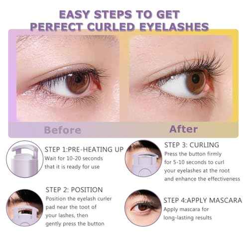 Heated Eyelash Curler - Wide Open Dual-Arc Design Heated Lash Curler - Electric Eyelash Curler - Type-C Rechargeable Mini Lash Curler Natural Curling 24H Long Lasting for Women - Purple