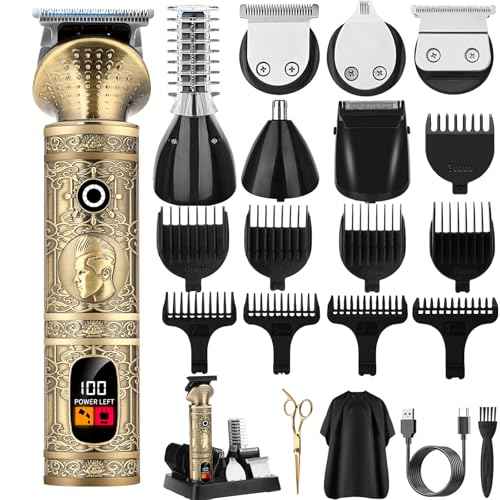 Beard Trimmer for Men, 6 in 1 Hair Clippers Kit, Body Multi Groomer Mens Grooming Kit for Beard face, Nose, and Ear Hair Trimmer, Hair Clipper, NO Blade Oil Needed, Waterproof Wet/Dry Clipper