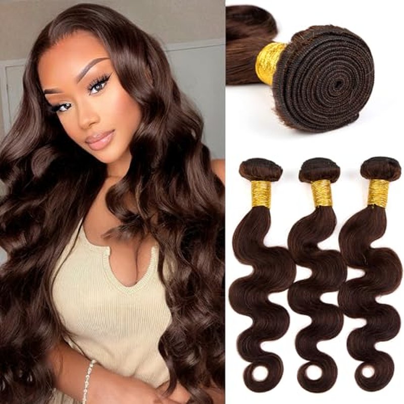 Human Hair Bundles Body Wave Dark Brown, 20 20 20 Inch - 3 Bundles, Antousha Body Wave Bundles Human Hair 12A Brazilian Virgin Wavy Bundles for Black Women