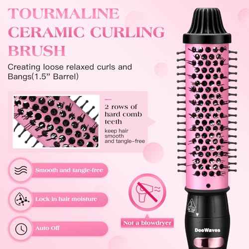 Upgraded Thermal Brush 1.5 Inch for Travel, Heated Round Brush for Blowout Look, Dual Voltage, LED Display, 7 Temp Setting, Detachable Heated,Tourmaline Ceramic