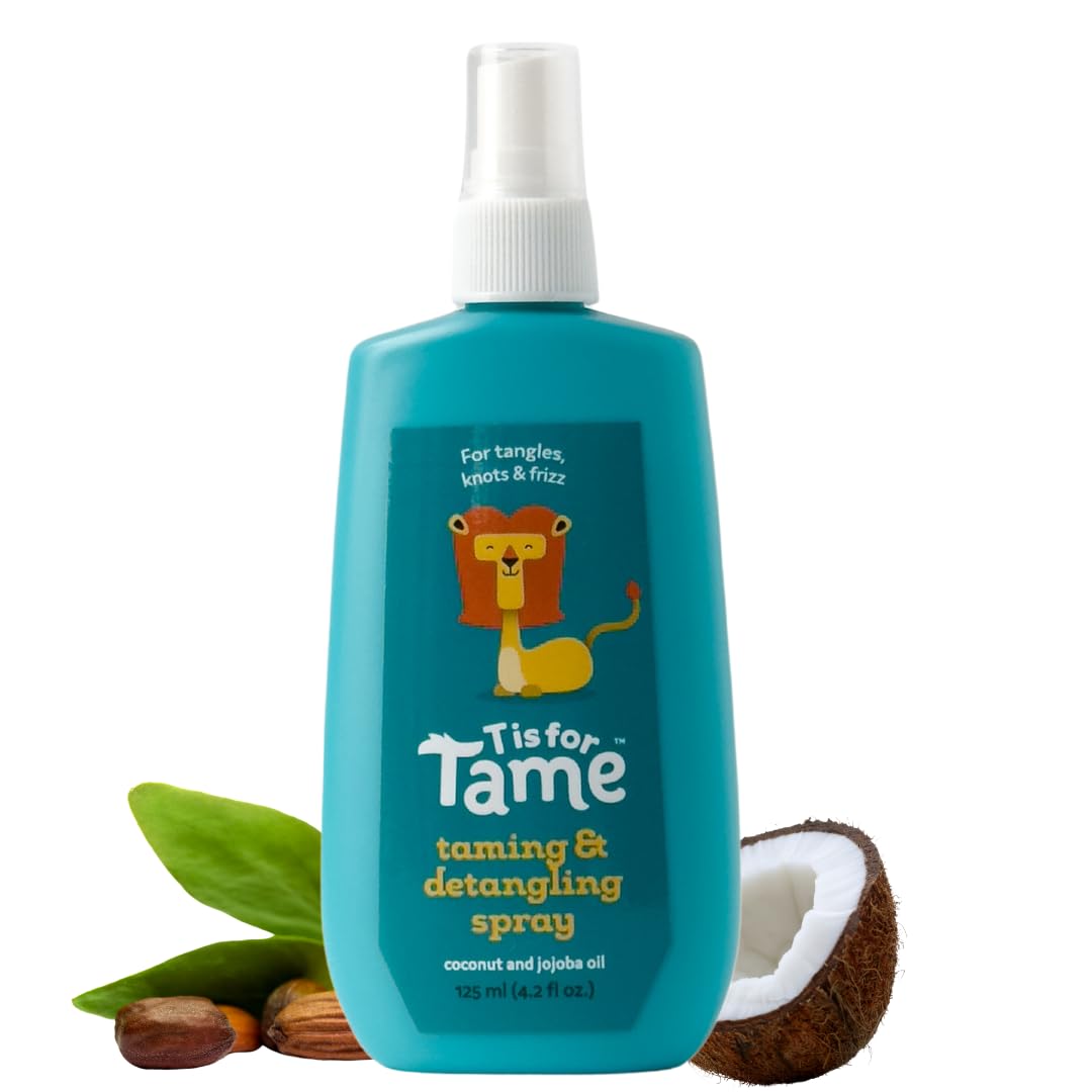 T is for Tame - Natural Hair Taming & Conditioning Spray for Kids and Babies - Tames Knots, Frizz & Detangles, Made in the USA - All Hair Types Including Curly - 4.2 fl oz (2 Pack) - Made in the USA