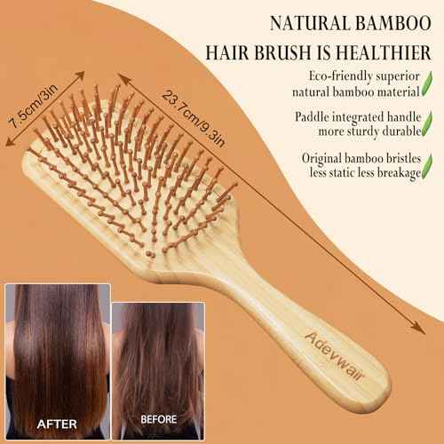 12 Pcs Bamboo Hair Brushes for Women, Bulk Natural Bamboo Bristles Paddle Brush for Scalp Massage, Engraving, Painting, DIY Custom Gifts for Wedding