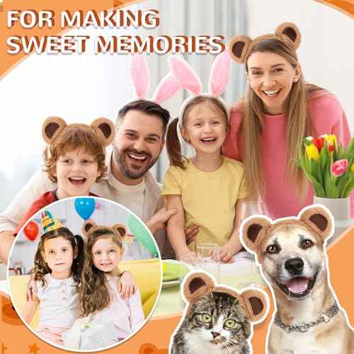 Brown Bear Ears Headband Party Headwear Makeup Face Washing Hairband Cute Animal Hair Bands Festival Cosplay Costume Decoration Hair Hoops for Women Girls Christmas